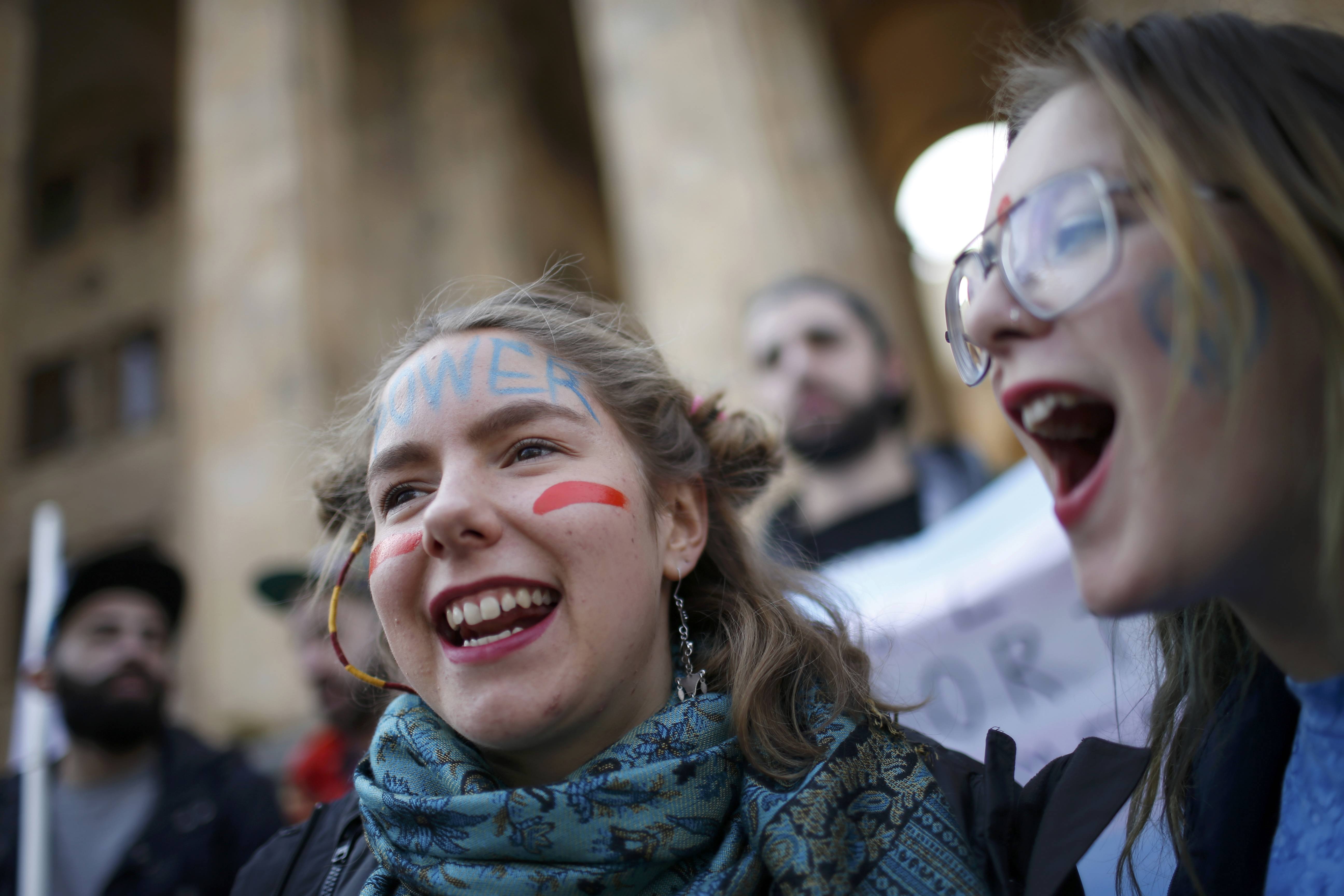 People attend a rally to mark International Women's Day in Tbilisi, Georgia March 8, 2017. REUTERS/David Mdzinarishvili